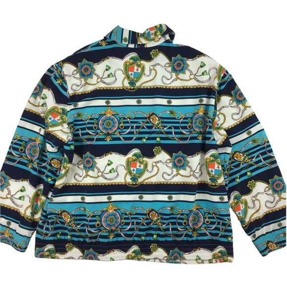 vintage womens jacket Alfred Dunner 16W nautical chain print bomber full zip 90s - Picture 4 of 16